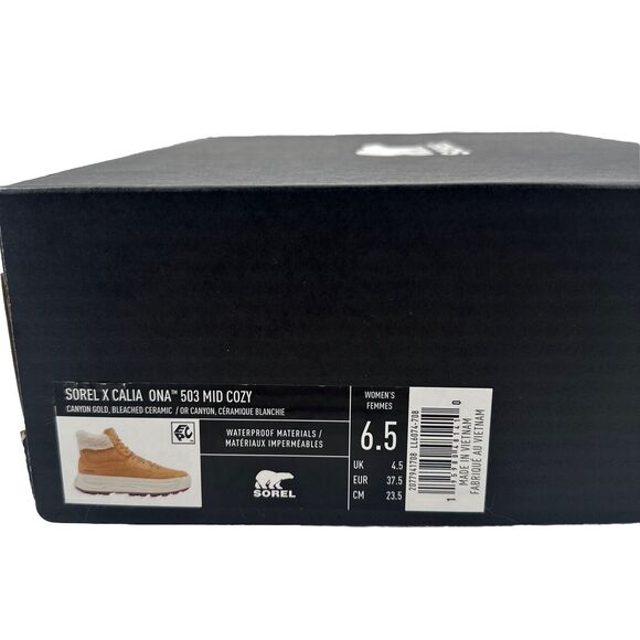 Sorel X Calia Ona 503 Mid Fur Cozy Sneaker Boot Sz 6.5 Canyon Gold /ceramic NIB - Picture 11 of 12